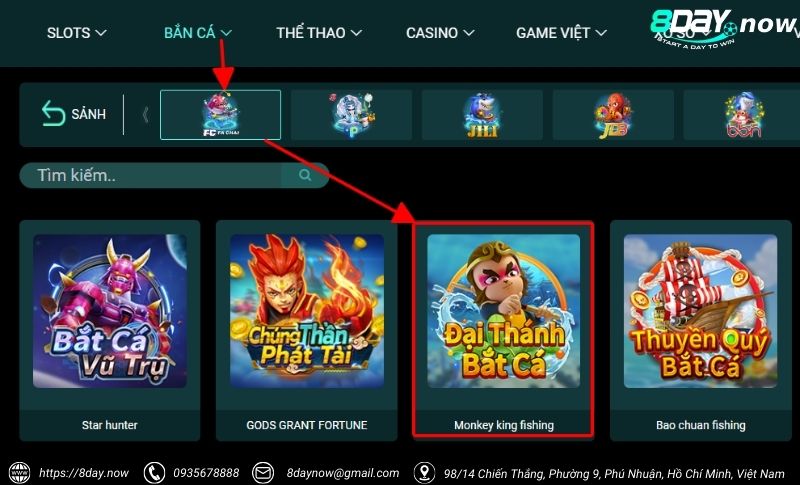 Cac buoc tham gia choi game Dại Thanh Bat Ca 8Day - Buoc 2